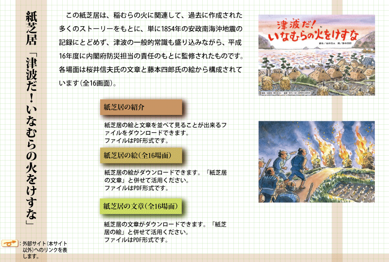 紙芝居 津波だ いなむらの火をけすな